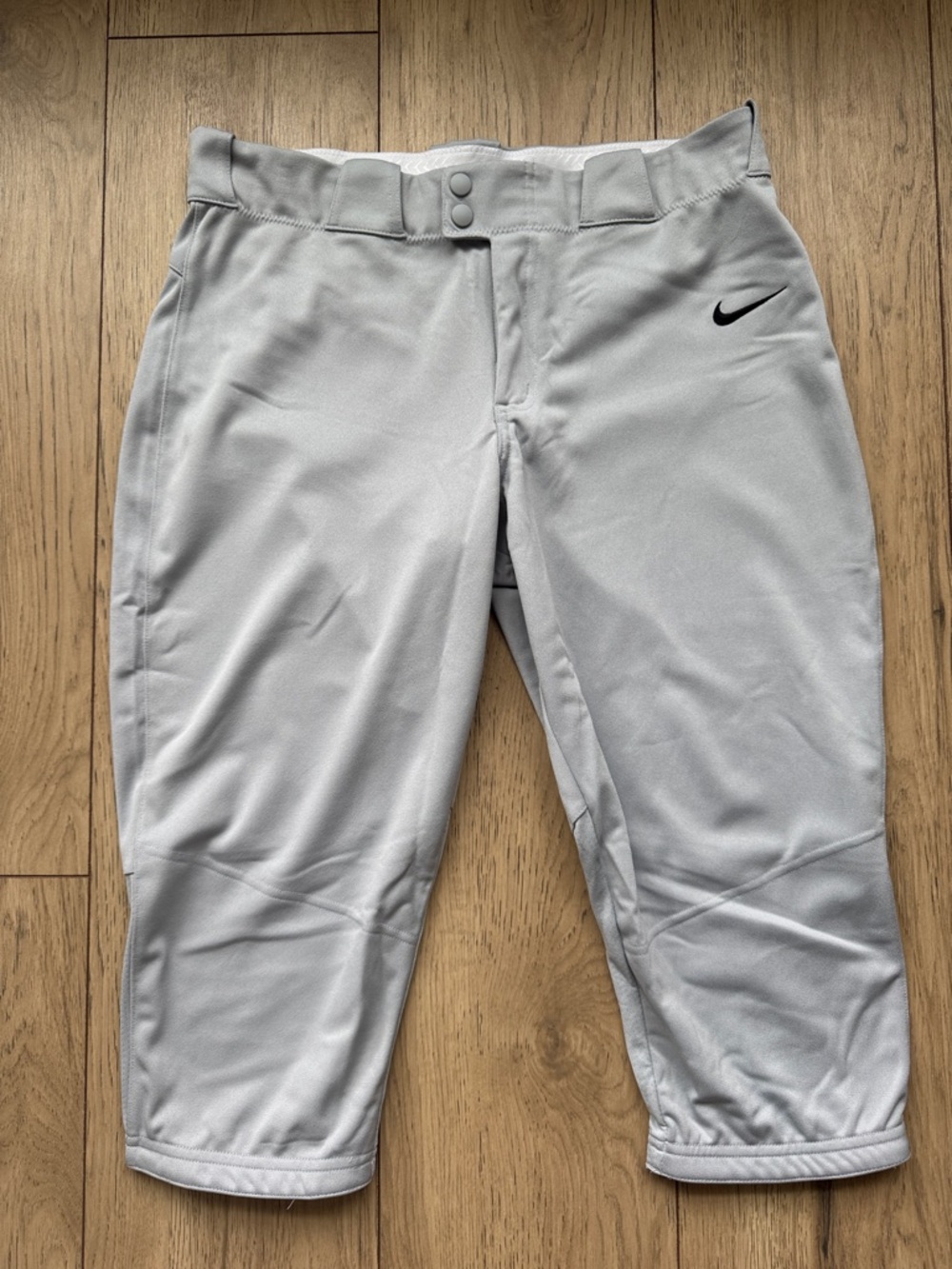 Nike Team Baseball Pants Mens Large Gray Knicker 3/4 Length Athletic Bottoms